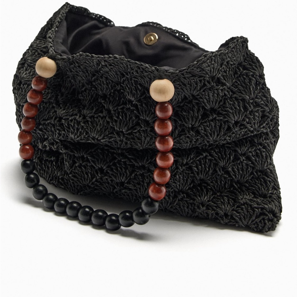 Zara paper tote bag black